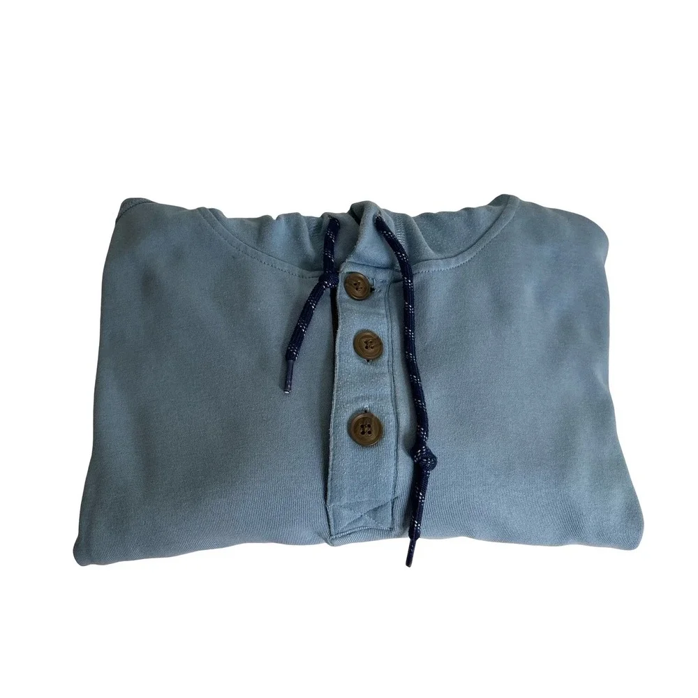 Hawke & Co Outfitter Mens Blue Henley Hoodie Long Sleeve Shirt HSW2871 L